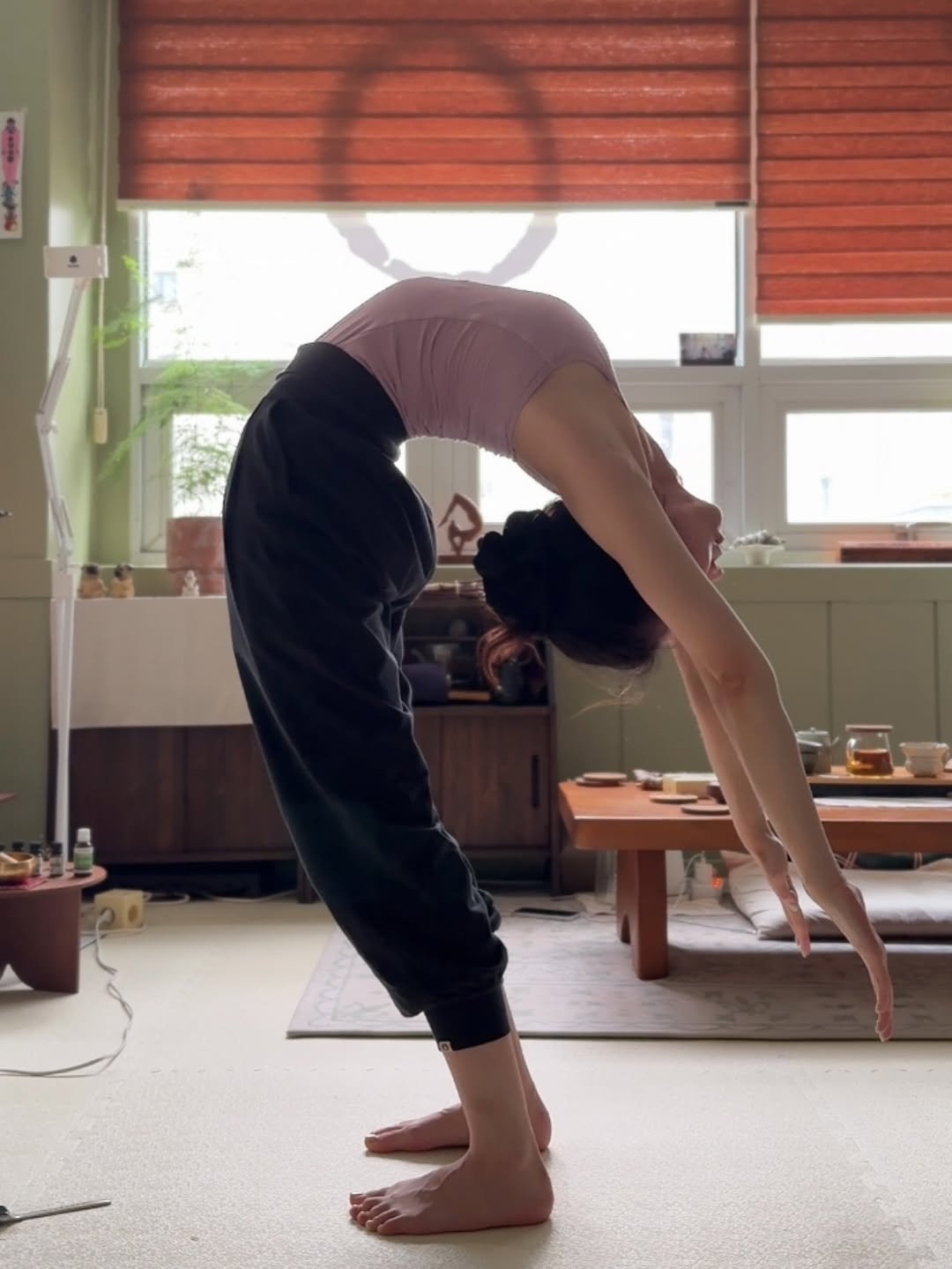 Photo shared by 비디아 on September 16, 2025 tagging @budhi_mudra, and @vidya_yogaroom. May be an image of 1 person, practicing yoga and text.