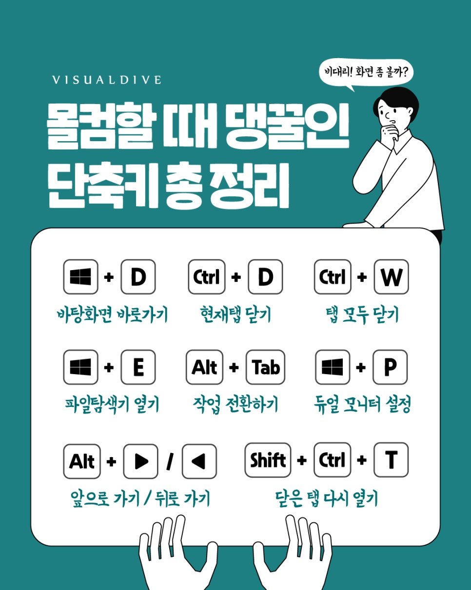 visualdive 게시물 이미지: 상사가 등 뒤로 다가왔을 때 필수 스킬 💻

#몰컴 #단축키 #컴퓨터꿀팁 #화면전환...