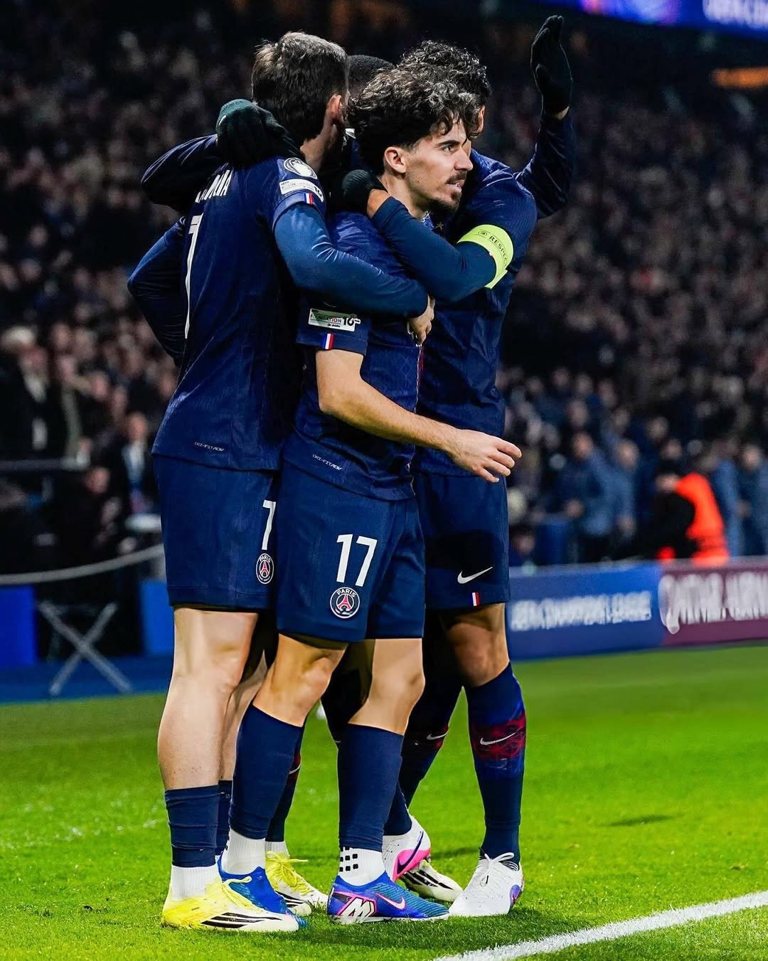 Photo shared by Vítor Ferreira on January 29, 2026 tagging @nikefootball, @psg, and @championsleague. May be an image of football, soccer, stadium and text.