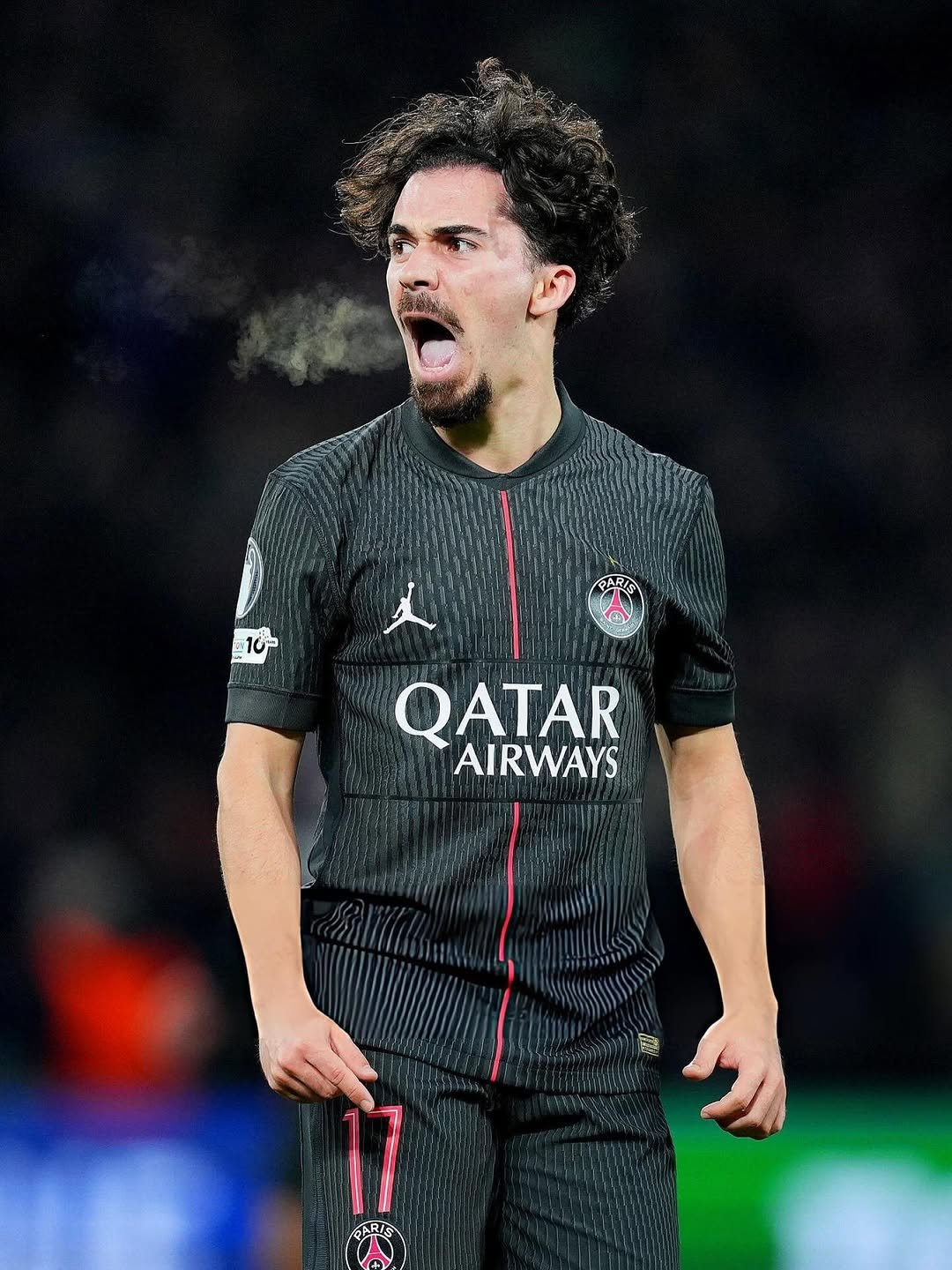 Photo shared by Vítor Ferreira on November 26, 2025 tagging @psg, and @championsleague. May be an image of football, soccer, cleats, stadium and text that says 'PARIS 10- 10- QATAR AIRWAYS PARIS'.