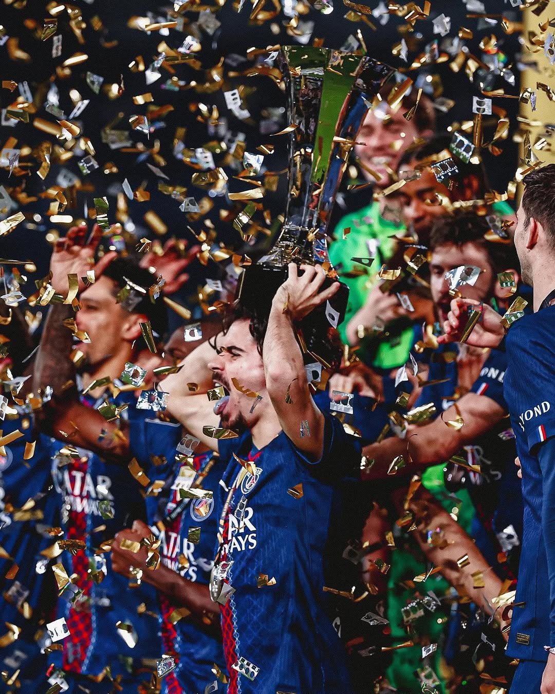 Photo shared by Vítor Ferreira on January 08, 2026 tagging @psg. May be an image of football, soccer, ball, poster, crowd, stadium and text.