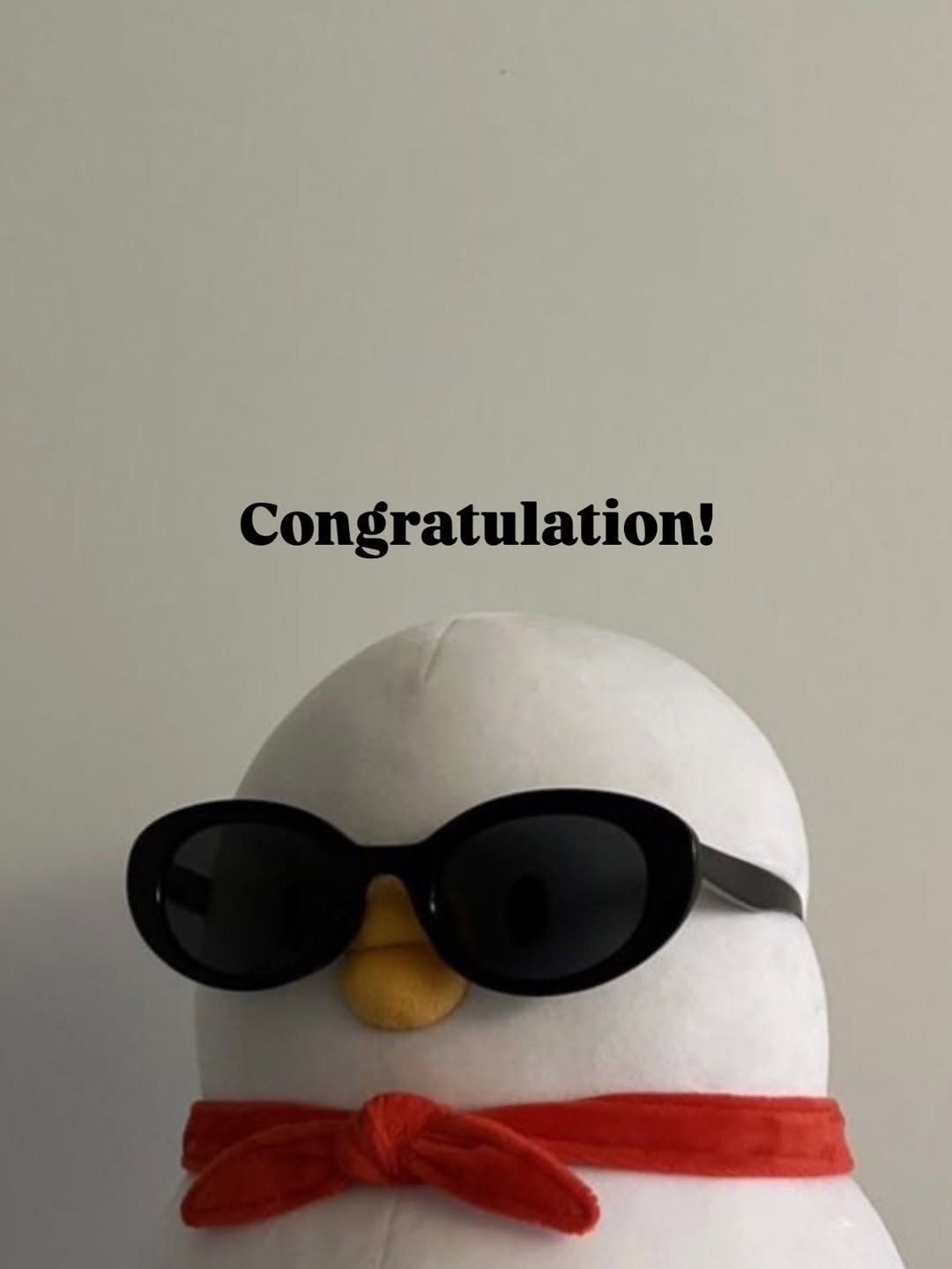 Photo by 비비드유니 | 습관성형의 성지 on February 19, 2026. May be an image of penguin, duck, snowman, glasses, sunglasses and text that says 'Congratulation!'.