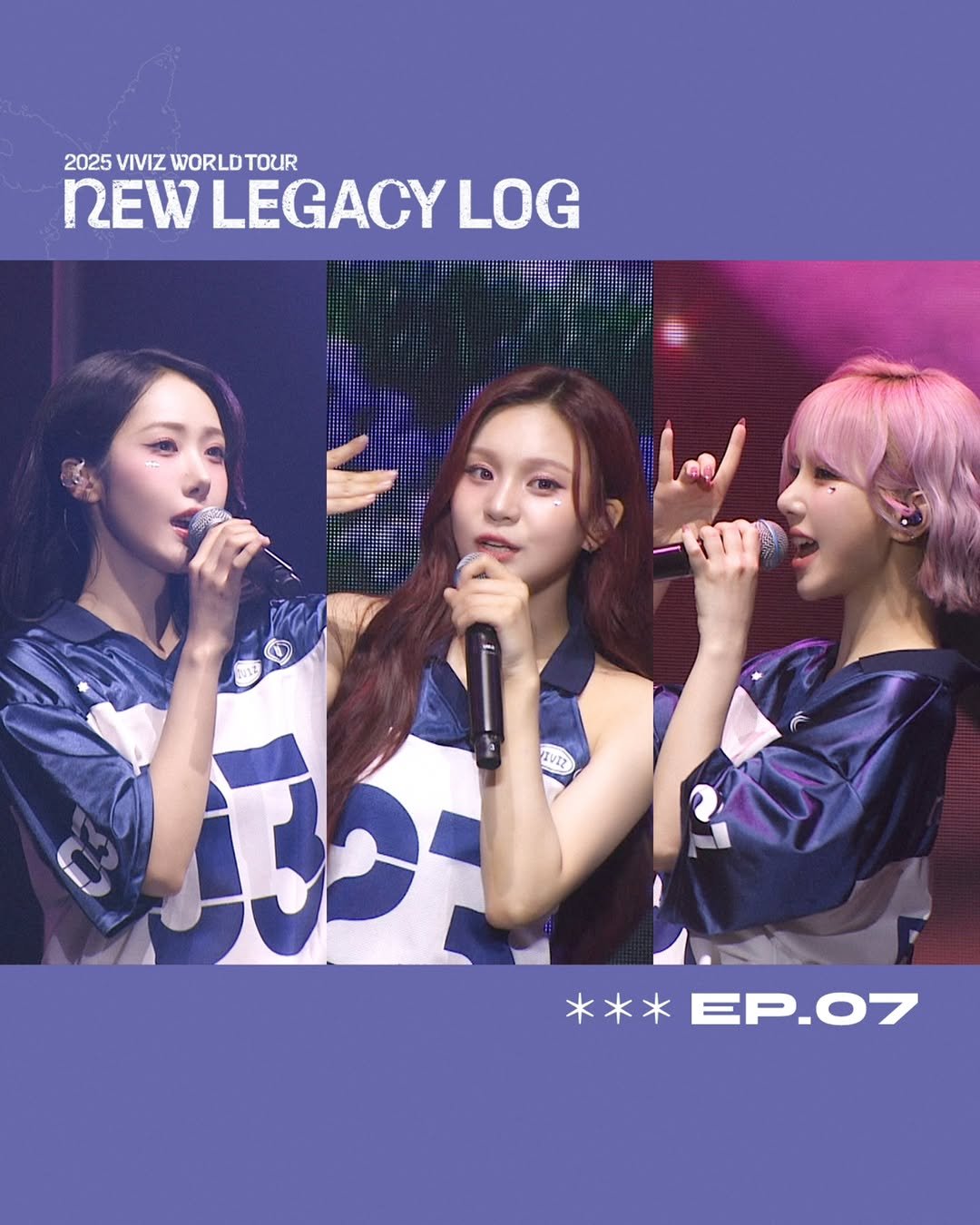 Photo shared by VIVIZ 비비지 on January 28, 2026 tagging @rlo.ldl, @bscenez, and @ummmmm_j.i. May be an image of poster and text that says '2025 VIVIZ WORLD WORLDTOUR TOUR REW LEGACY REWLEGACYLOG LOG 民 2V12 *** **EP.07 P.07'.