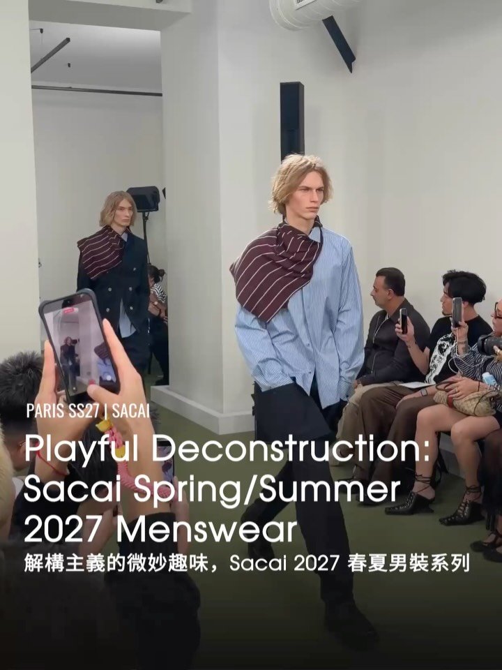 voguehongkong 게시물 이미지: @sacaiofficial 2027 春夏男裝系列今日於巴黎時裝周揭幕，Pharrell...
