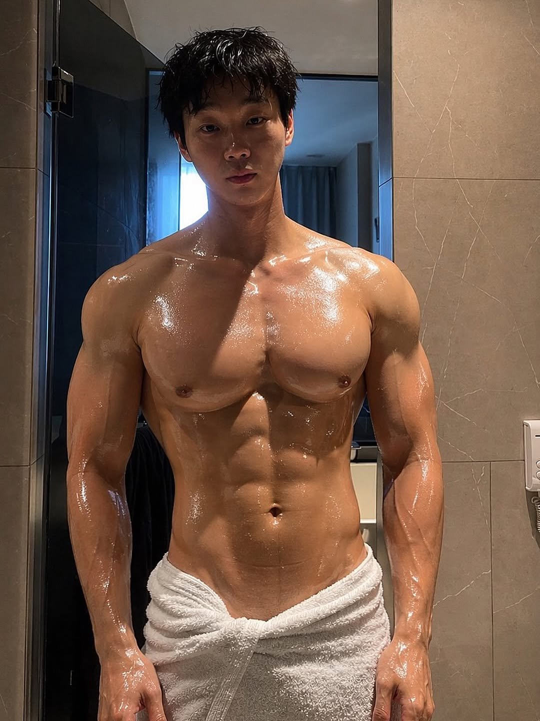 Photo by Walter Soh on April 27, 2026. May be an image of one or more people, biceps, people bodybuilding, shower and text.