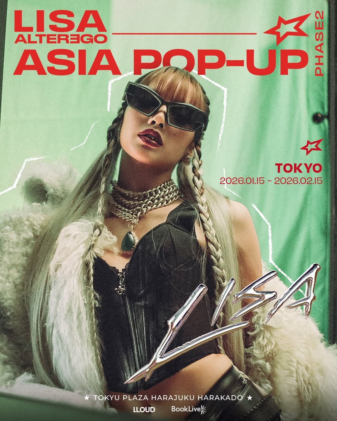 Photo by LLOUD in Tokyo, Japan. May be an image of poster, magazine and text that says 'LISA ALTEREGO ASIA POP-UP ΠΑ.6e y 2026.01.15-2026.02.15 2026.01.15- 2026.02.15 NSA * τκγ PLAZA HARAJUKU HARAKADO LLOUD BookLive'.