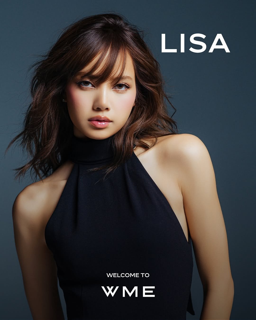 Photo shared by William Morris Endeavor on September 29, 2025 tagging @lalalalisa_m, and @wearelloud. May be an image of one or more people, hair, poster, bra and text that says 'LISA WELCOMETO TO WME'.