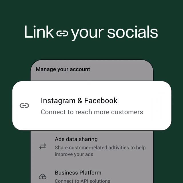 whatsappforbusiness 게시물 이미지: Link your socials to start conversations. 🔗 ...