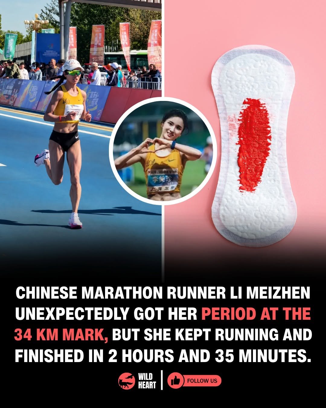 wildheart_500 게시물 이미지: Chinese marathon runner Li Meizhen crossed the...