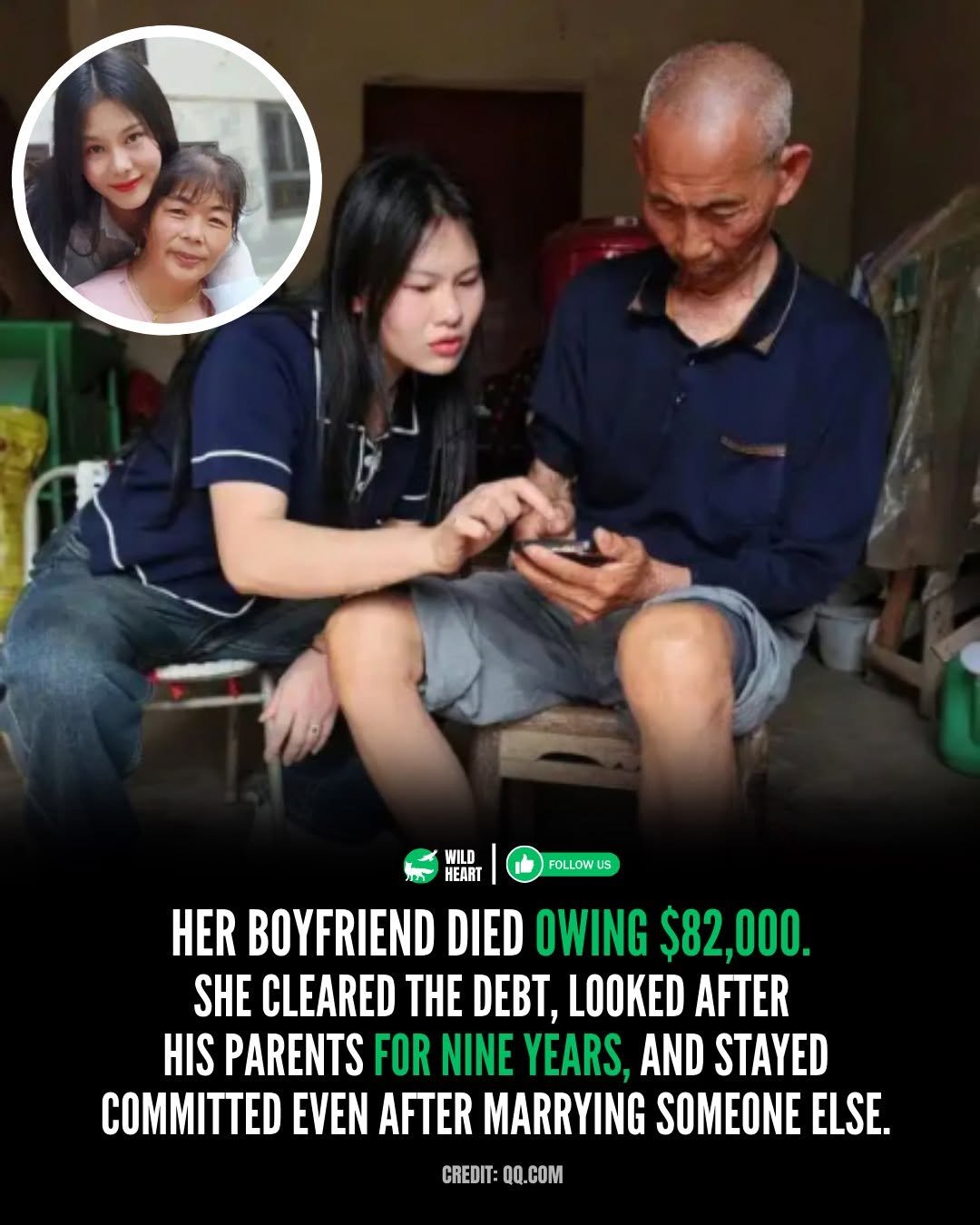 Photo by Wild Heart on January 03, 2026. May be a meme of one or more people, money and text that says 'WILD HEART FOLLOWU HER BOYFRIEND DIED OWING $82,000. SHE CLEARED THE DEBT, LOOKED AFTER HIS PARENTS FOR NINE YEARS, AND STAYED COMMITTED EVEN AFTER MARRYING SOMEONE ELSE. CREDIT: COM'.