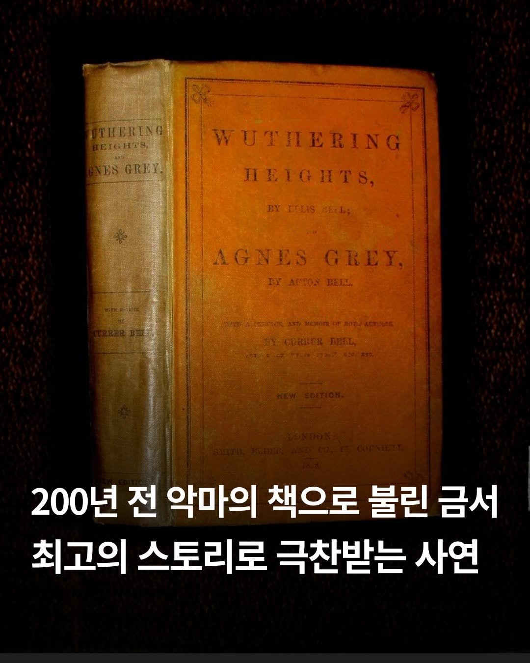 Photo by 윌북 on February 17, 2026. May be an image of book and text that says 'THERING EIGHTS, ES ESGREY. REY. WUTHERING W HEIGHTS, BYECUSHEL BY EELIS BECL: AGNES AGNESGREY, GREY, EXACTOS PACNDE EX XAΣΑΣ Ν BELS 200년 전 악마의 책으로 불린 금서 최고의 스토리로 극찬받는 사연'.