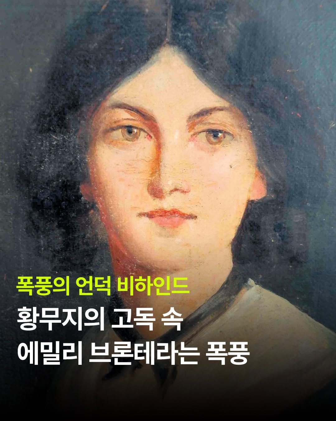 Photo by 윌북 on February 14, 2026. May be an image of text that says '폭풍의 언덕 비하인드 황무지의 고독 속 에밀리 브론테라는 폭풍'.