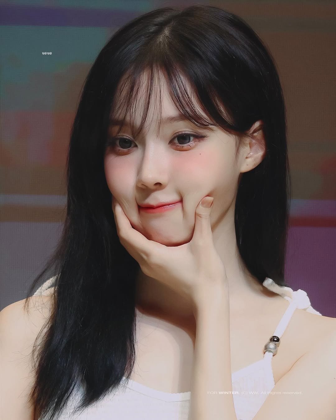 Photo shared by aespa 에스파 WINTER 윈터 on July 13, 2025 tagging @aespa_official, and @imwinter. May be an image of 1 person, hair and text.