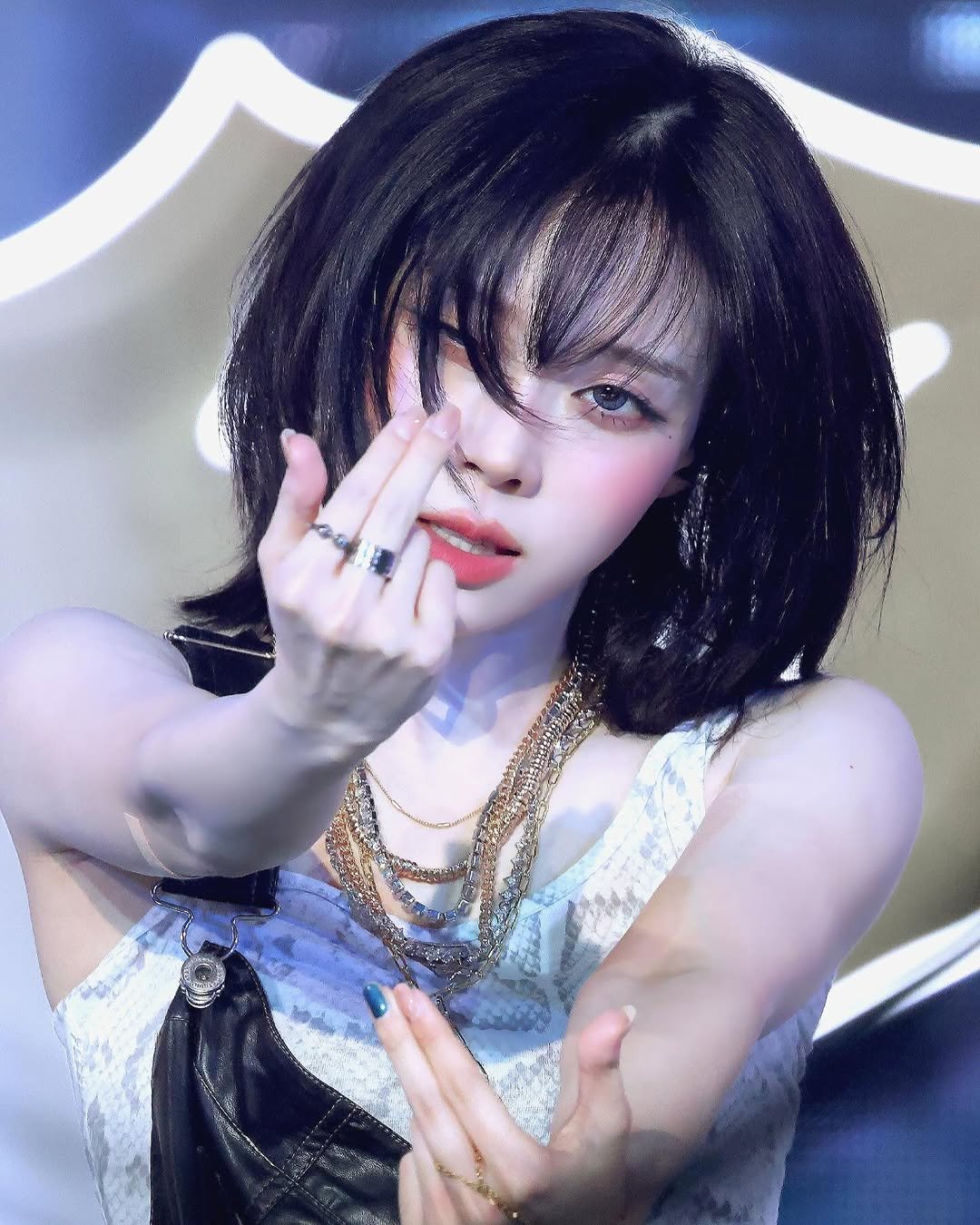 Photo shared by aespa 에스파 WINTER 윈터 on July 16, 2025 tagging @aespa_official, and @imwinter. May be an image of 1 person, bangs and text.