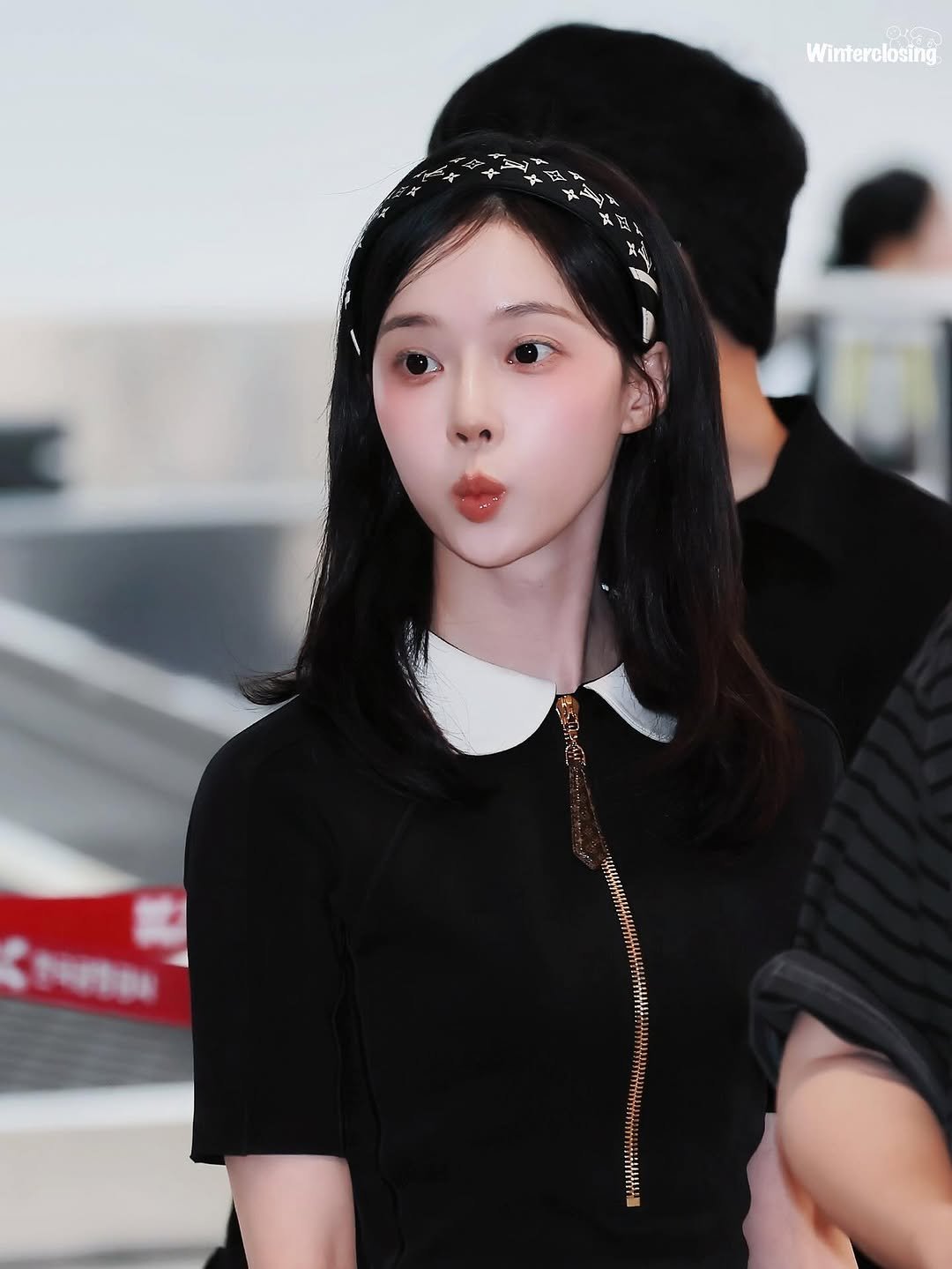 Photo shared by aespa 에스파 WINTER 윈터 on August 08, 2025 tagging @aespa_official, and @imwinter. May be an image of 1 person, hair, top and text.