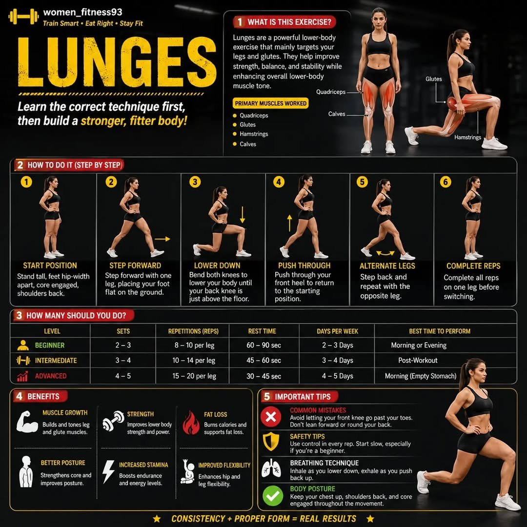 women_fitness93 게시물 이미지: 🚨 Master the Lunge — One of the Best...