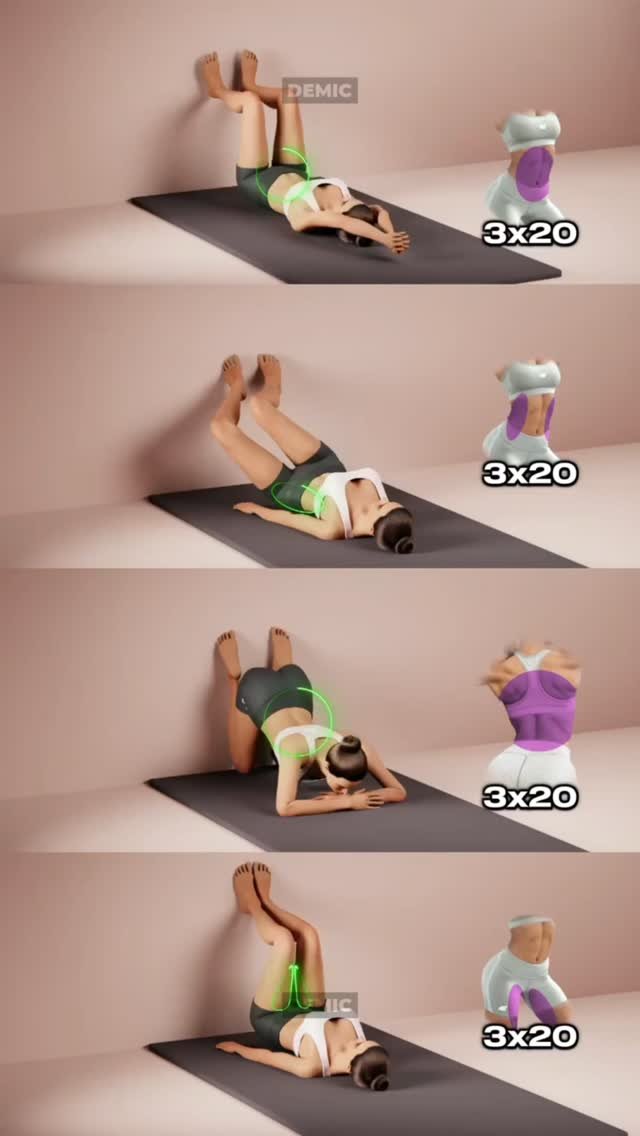 womenfitnesscoach 게시물 이미지: 🔥 Wall Abs & Core Workout – 3x20 Reps Only!...