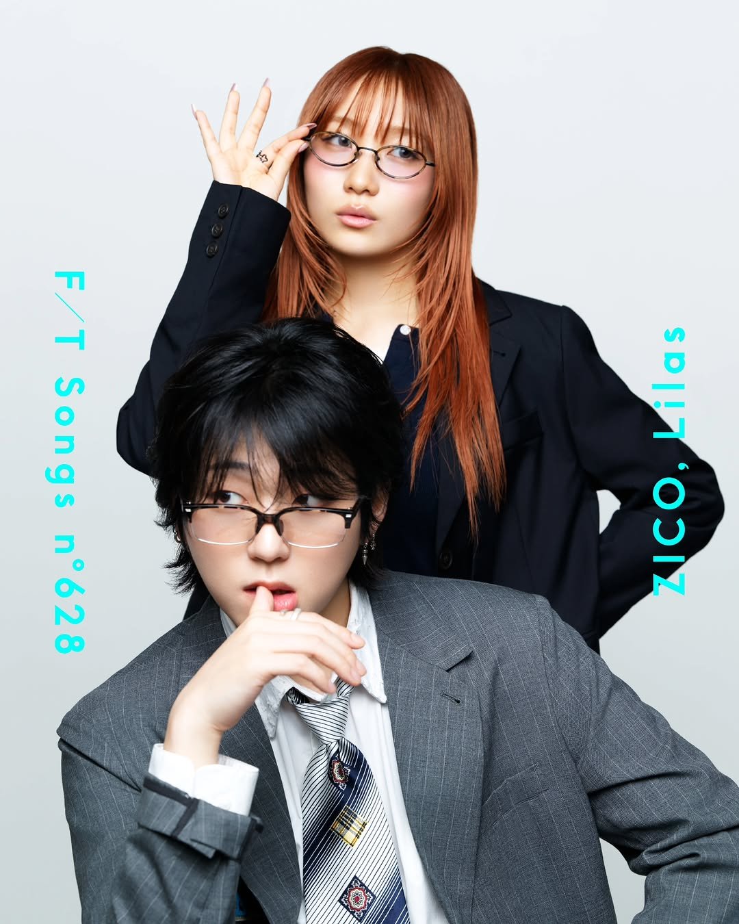 Photo by 우지호/ZICO on January 07, 2026. May be an image of one or more people, hair, duffle coat, eyeglasses, suit, blazer, poster and magazine.