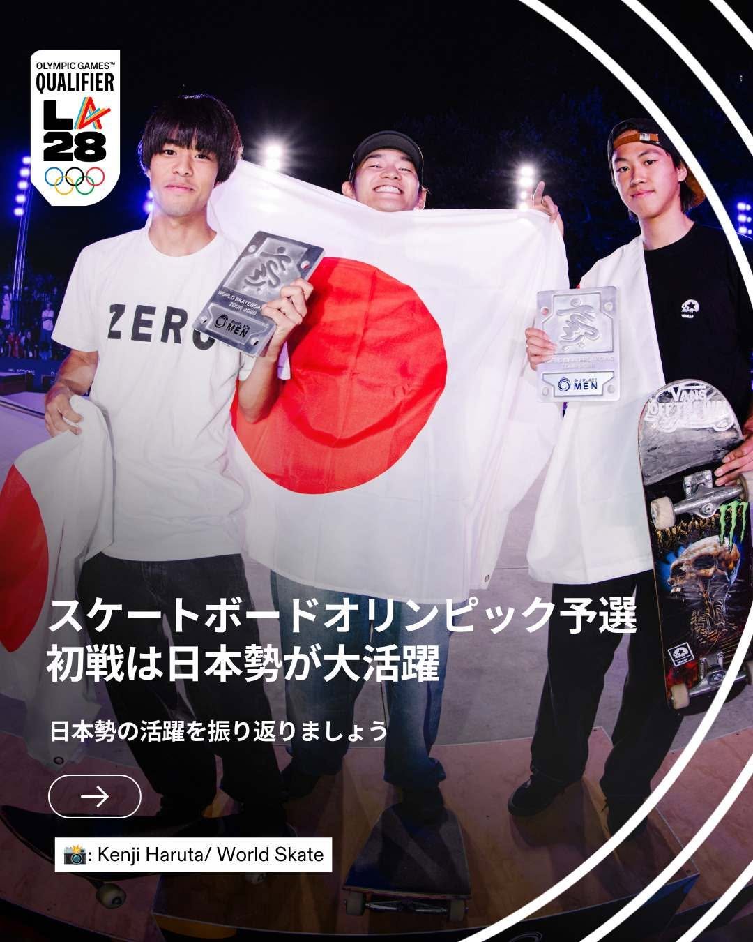 worldskatejapan_sb 게시물 이미지: 日本勢が大活躍🤩🛹

スケートボードのオリンピック予選の初戦を振り返りましょう➡️

#Roa...