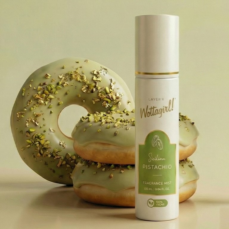 Photo by Layer’r Wottagirl on March 08, 2026. May be an image of hair product, cosmetics, lotion, hand cream and text that says 'LAYERR Wottagirl! LAYERR Sicilion PISTACHIO FRACRANCEMIST RACRANCE MIST 135ML/004FLOZ Oz. 135ML 100% VICAR'.