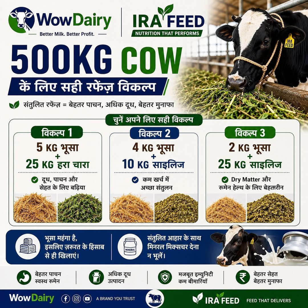 wowdairy 게시물 이미지: 🐄 500 किलो की गाय के लिए सही रफेज़ संतुलन...