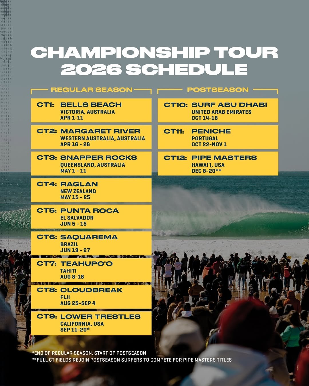 wsl 게시물 이미지: 🚨 Updated 2026 Championship Tour...