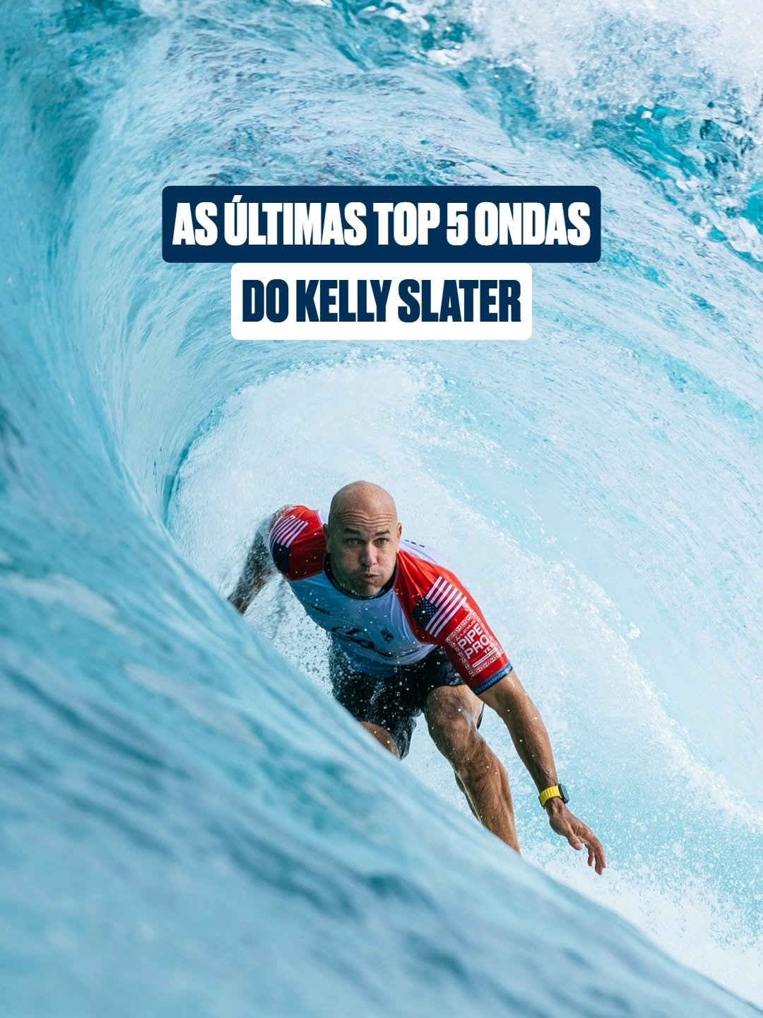 Photo shared by World Surf League Brasil on February 21, 2026 tagging @kellyslater, and @wsl. May be an image of surfboard, wetsuit, magazine, poster, water and text that says 'AS ÚLTIMAS TOP 5 ONDAS DO KELLY DOKELLYSLATER SLATER'.