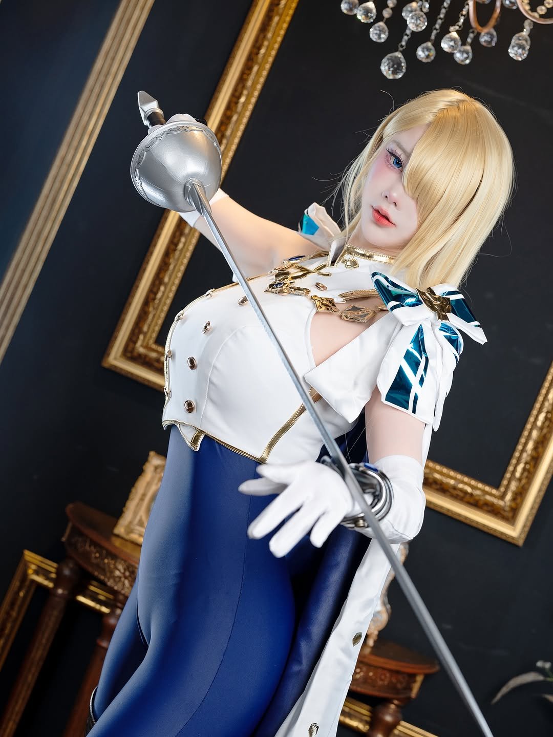 Photo by Song Joo A on August 15, 2025. May be an anime-style image of 1 person, sword, costume and text.