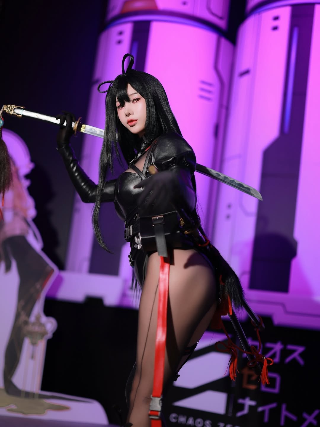 Photo shared by Song Joo A on September 26, 2025 tagging @zevgraphy. May be an anime-style image of 1 person, costume, sword and text.