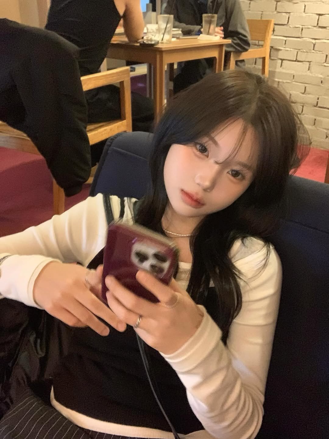 Photo by 강다인 on October 20, 2025. May be a selfie of one or more people, hair, phone and text.