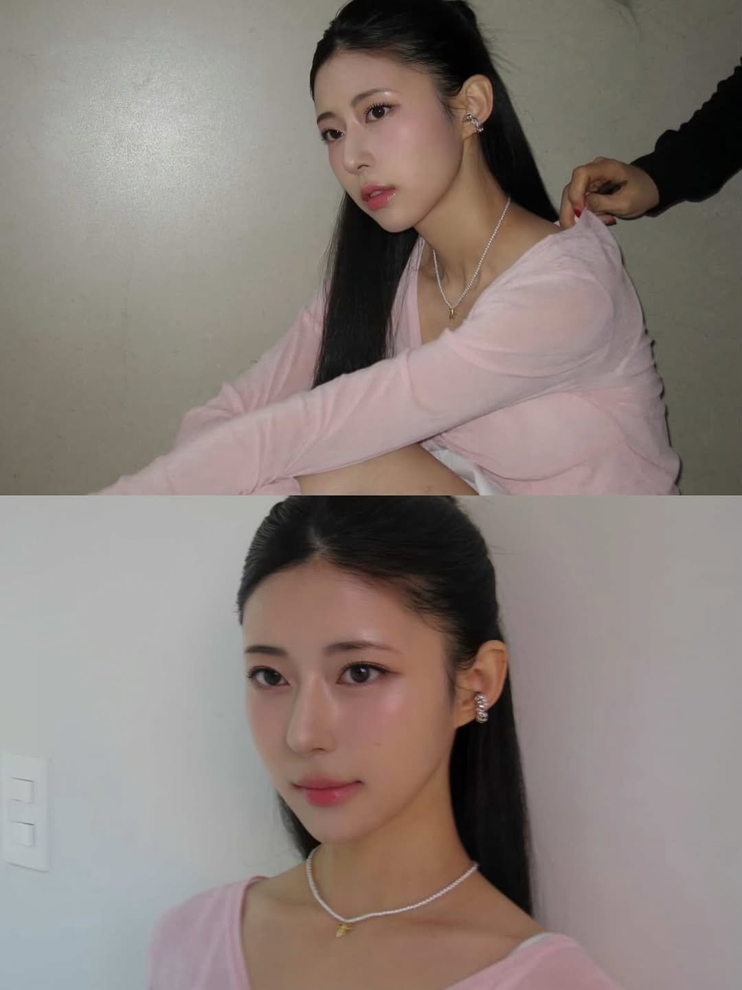 Photo shared by 이자민 on December 20, 2025 tagging @stylist_nahee, @tince.studio, and @kmini.mua. May be an image of one or more people, braids and text.