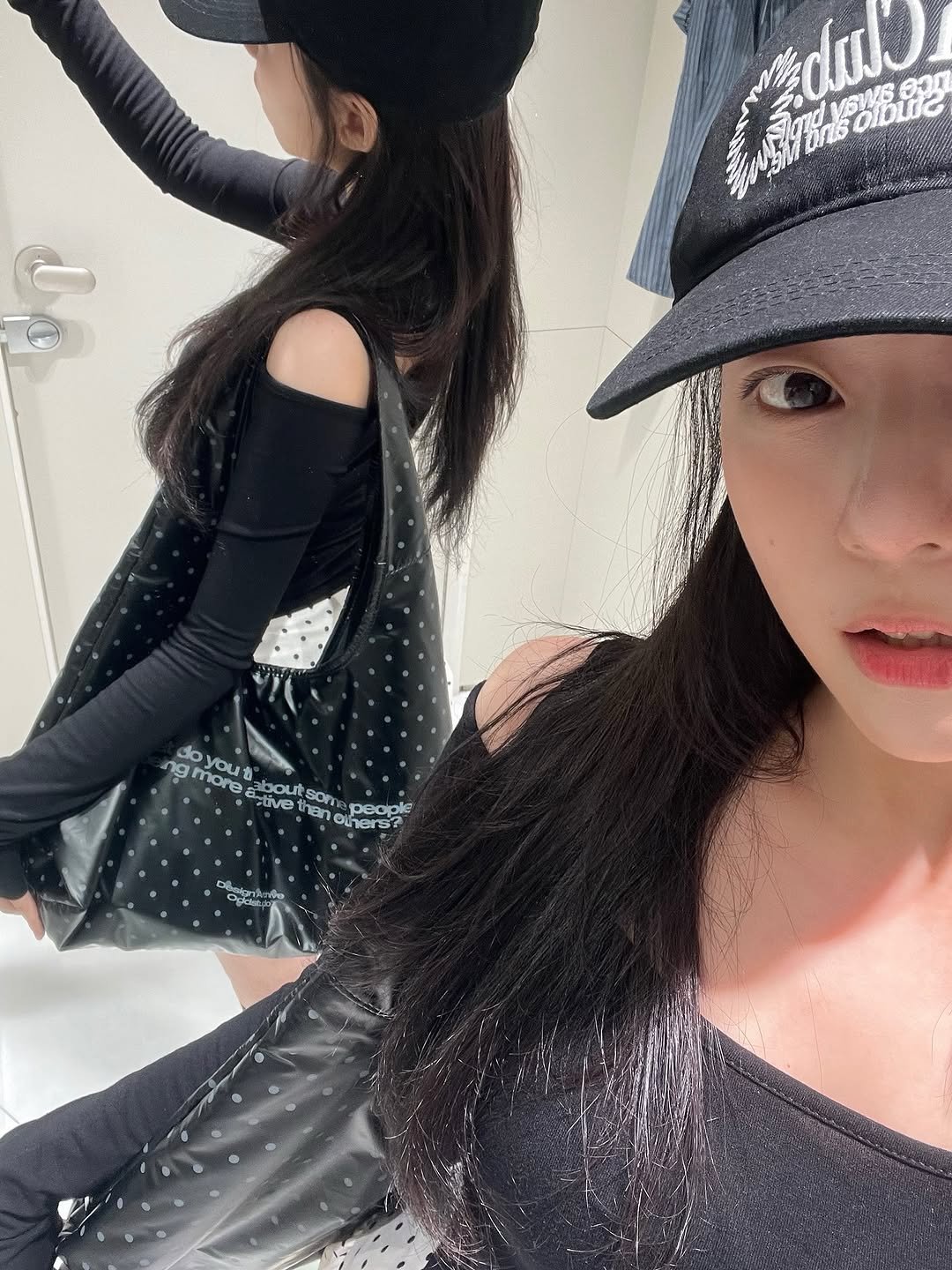 Photo shared by 이자민 on June 27, 2025 tagging @oddstudio_crew, and @oddstudio_official. May be a selfie of 1 person, hair, hat, sportswear, top and text.