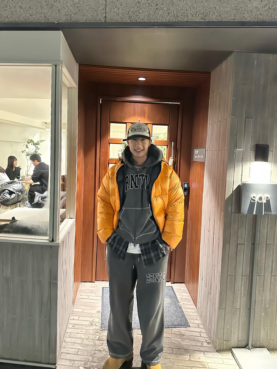 Photo shared by 손제원 on January 25, 2026 tagging @borntowin.co.kr. May be an image of standing, parka, flight jacket and text.