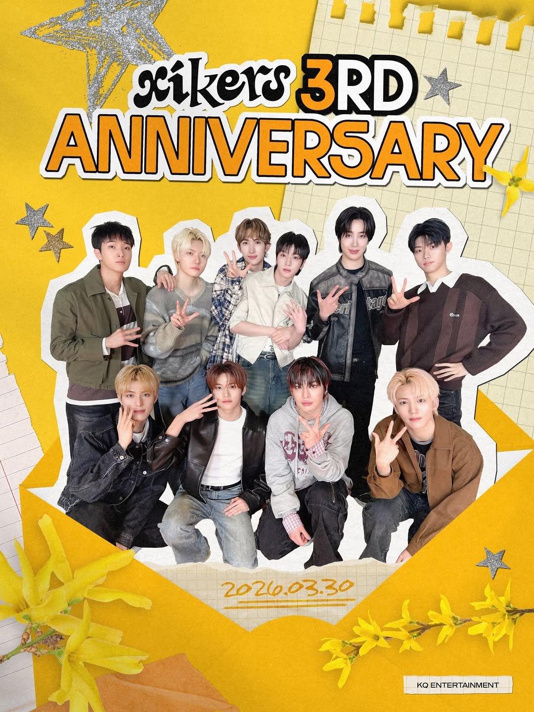 Photo by xikers(싸이커스) on March 29, 2026. May be an image of one or more people, bangs, poster, magazine and text that says 'm xikers 3RD ANNIVERSARY 2026.03.30 KO ENTERTAINMENT'.