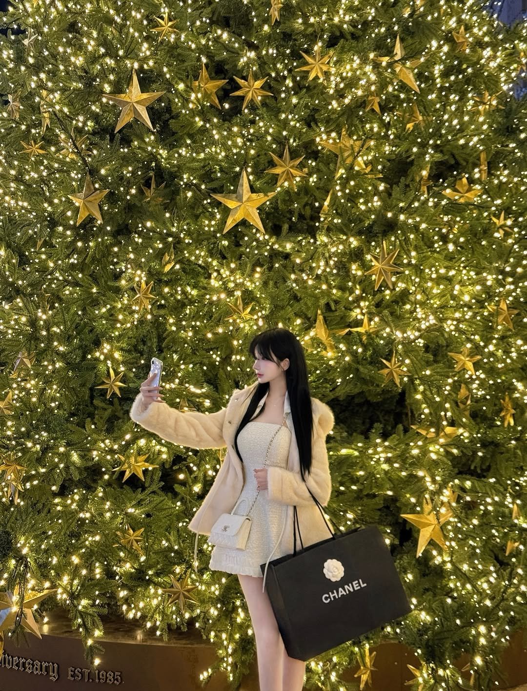 Photo by ᰔ박새미ᰔ on December 27, 2025. May be an image of christmas tree, tinsel and text that says 'CHANEL CHANEL'.