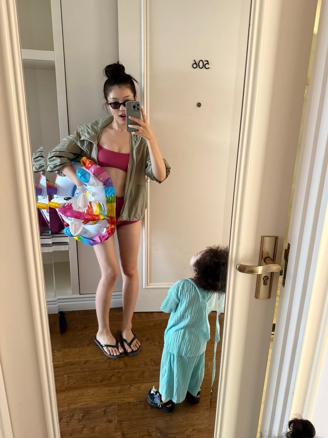Photo shared by 해삐 on June 24, 2025 tagging @maum616. May be an image of 2 people, baby, bath robe, diaper and text.