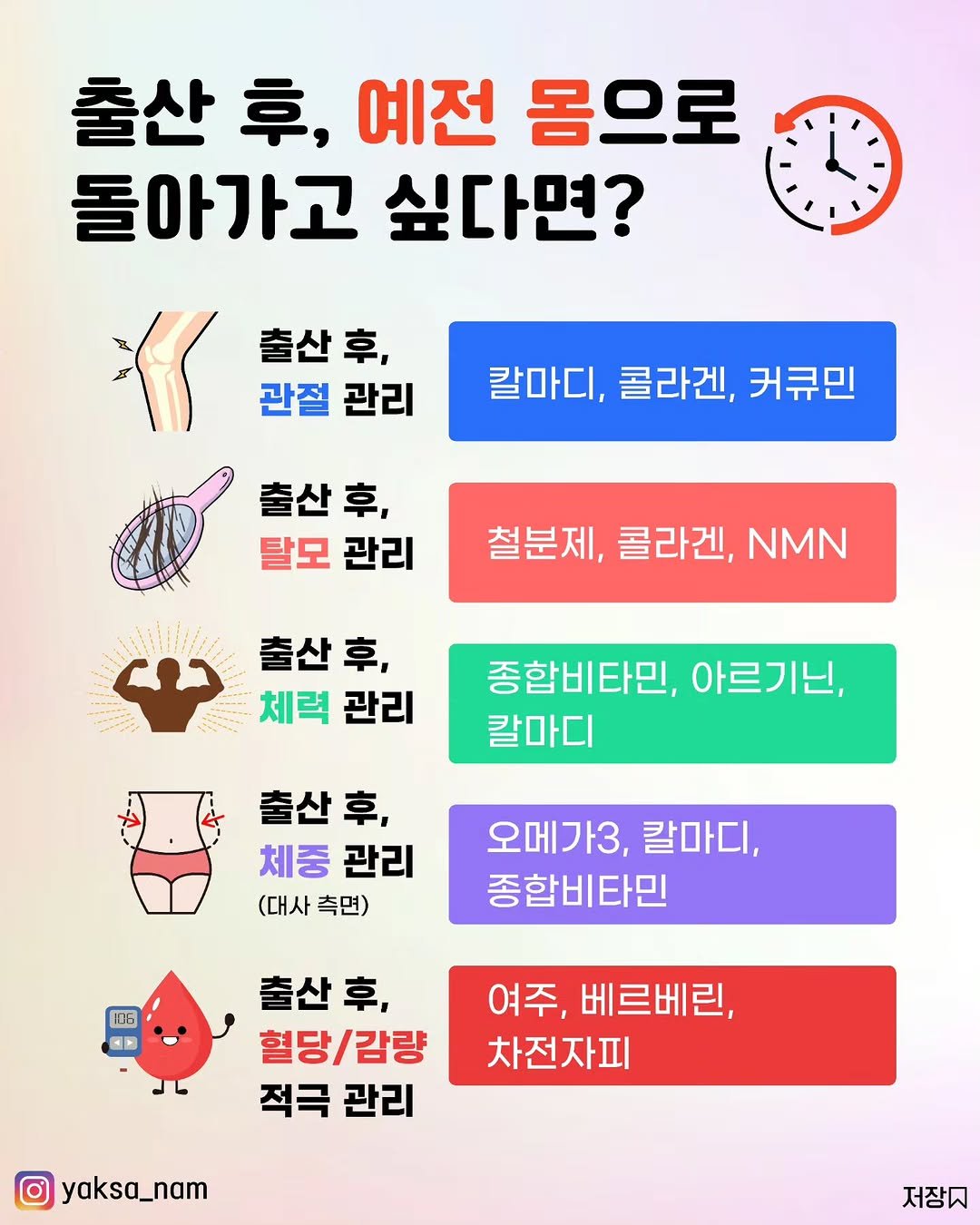 yaksa_nam 게시물 이미지: 혹시! 출산 후 아이 케어만 하느라, 몸이 예전같지않다면 이렇게 챙겨보세요!🌈
...