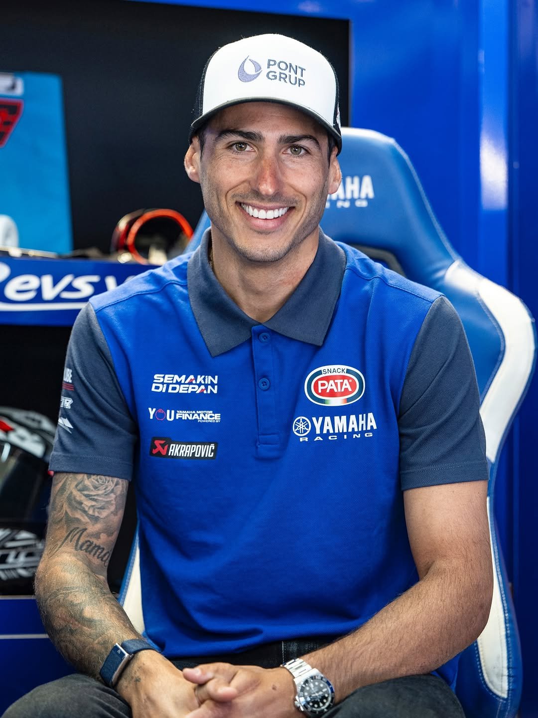 Photo shared by Yamaha Racing on January 02, 2026 tagging @xavivierge_97, and @patamaxusyamaha. May be an image of racing vehicles, helmet and text that says 'GRUB PONT GONT GONT AHA N evs SEMAKIN DIDEPAN SNACK PATA UFINANDE FINANCE AKRAPOVIC YAMAHA RACING'.