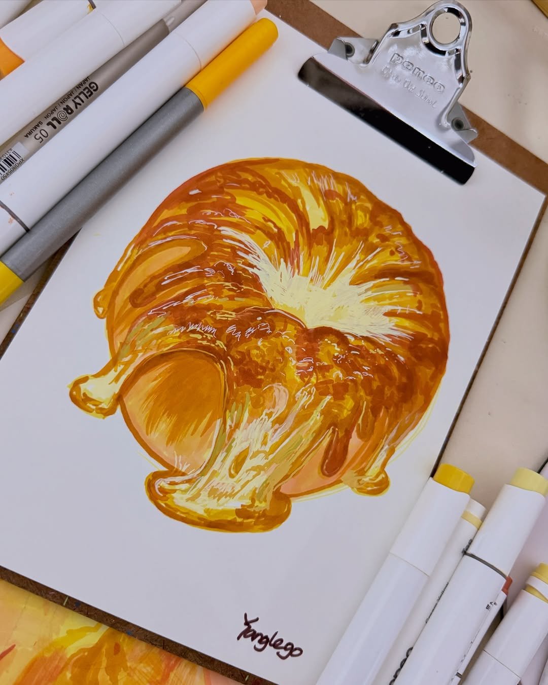 Photo by Yanglego | 그림ㅣ마카 드로잉 on December 31, 2025. May be an image of babka, marker, croissant, sketch and text.