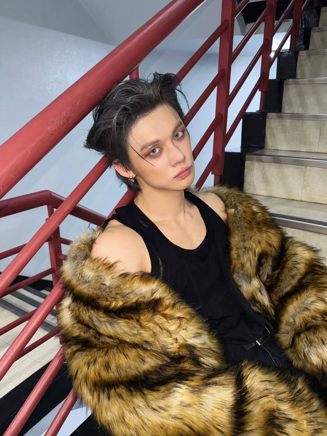 Photo by YEONJUN on November 12, 2025. May be an image of one or more people, makeup, sable coat and text.