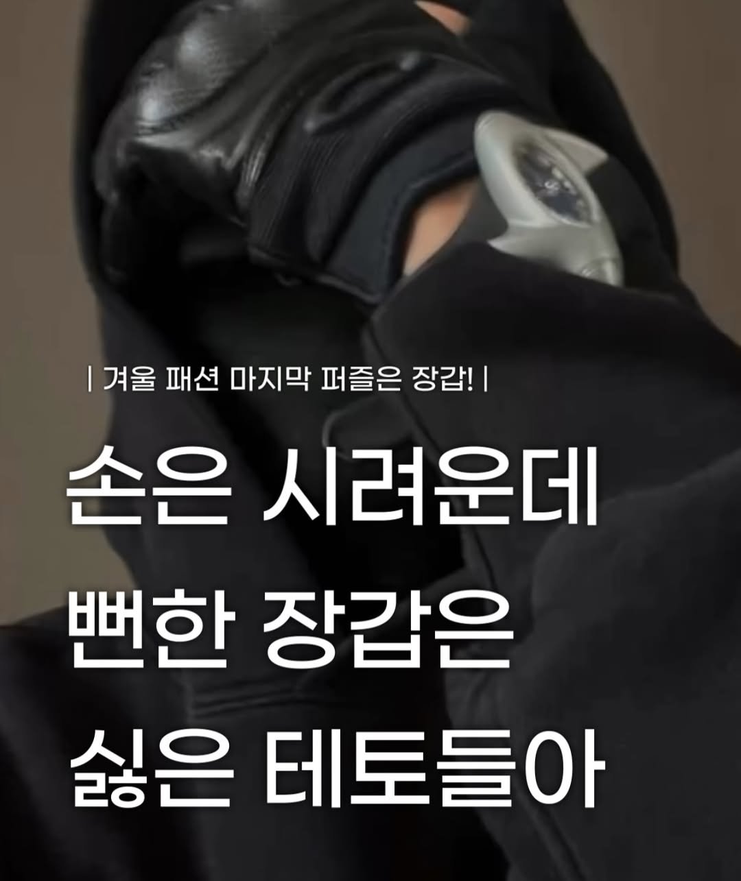 Photo by 장윤빈 | 언박싱•🍯정보 on December 11, 2025. May be an image of text that says 'I 겨울 패션 마지막 퍼즐은 장갑!| 손은 시려운데 뻔한 장갑은 싫은 테토들아'.