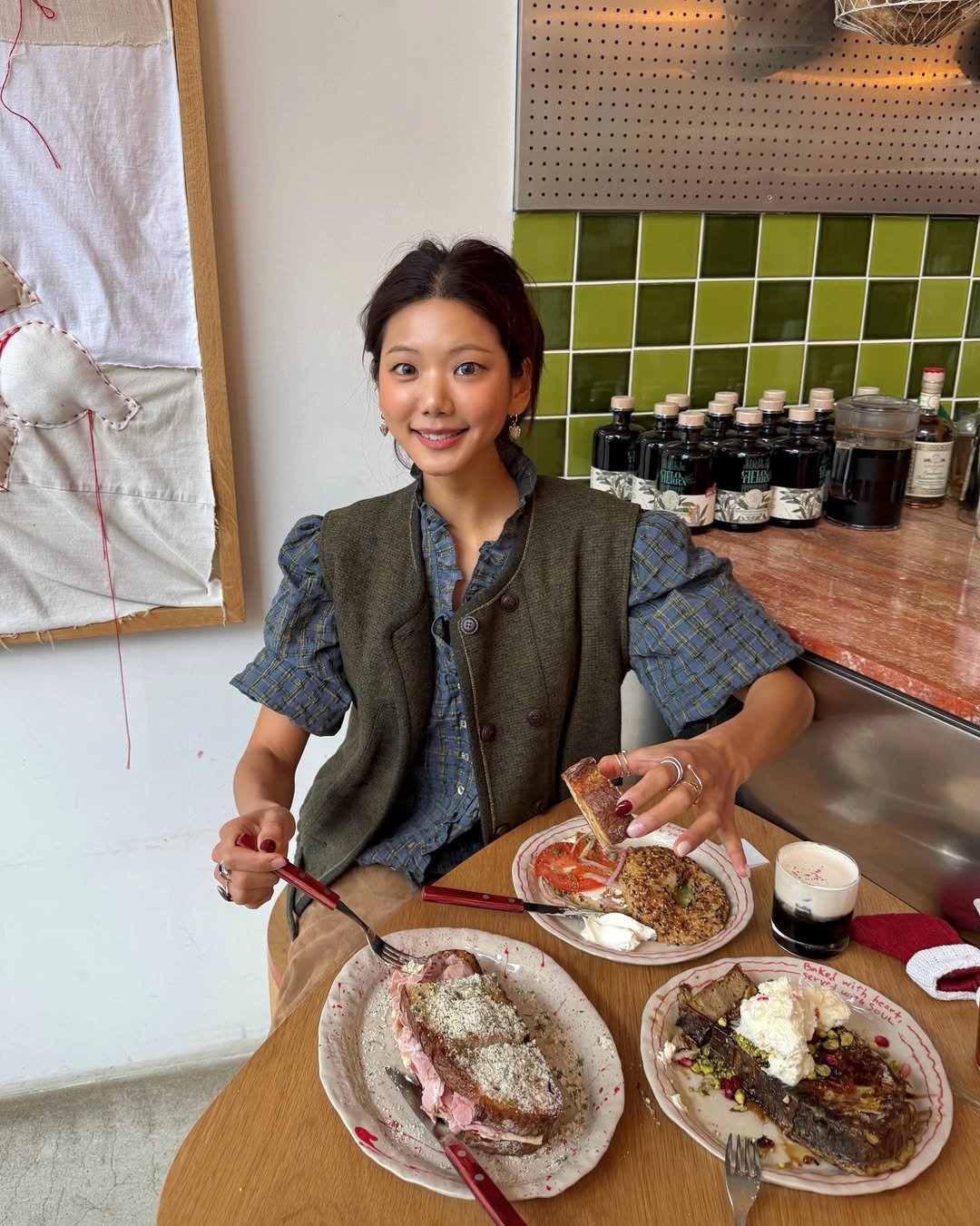 Photo shared by 예지 Yeji 🐿️ KIM on December 16, 2025 tagging @viaplain. May be an image of pasta, sushi, chopsticks, pancake, apron and text.