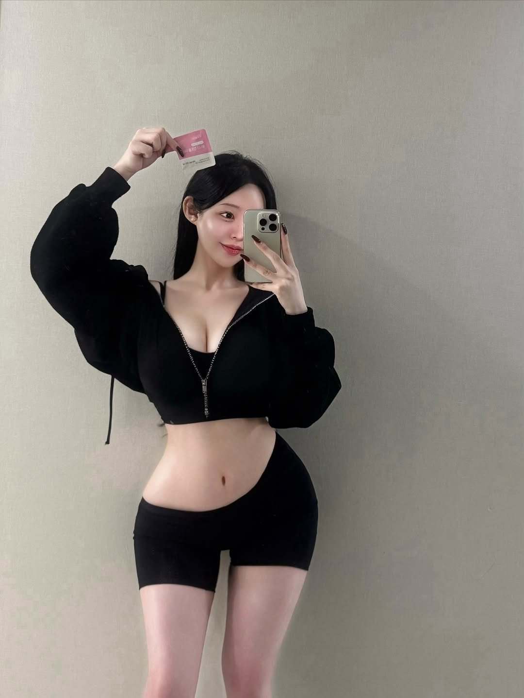 Photo shared by 예린 on November 03, 2025 tagging @beauness_global. May be a selfie of top, bra, shorts and text.