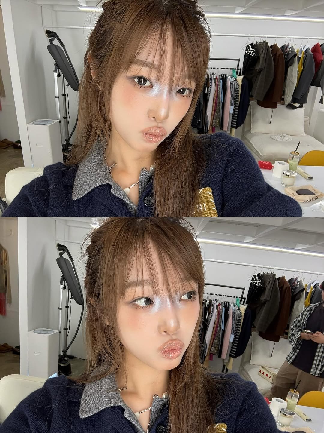 Photo by 최예나 on October 22, 2025. May be a selfie of one or more people, bangs, braids, top and text.