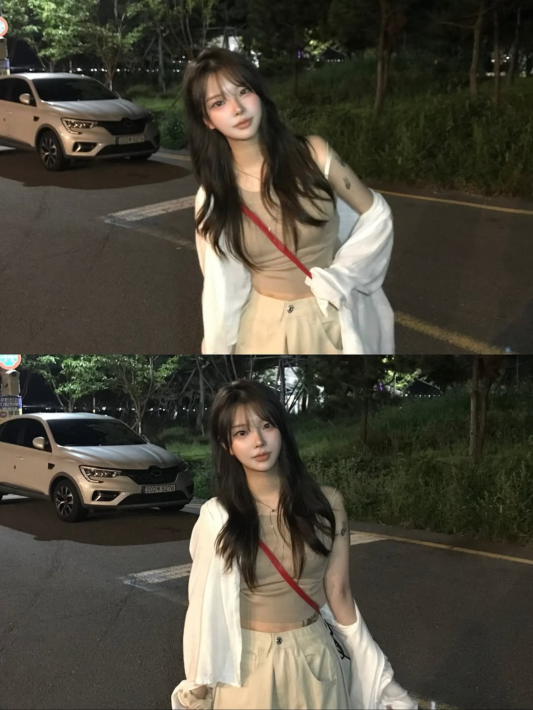 Photo by 연 on August 17, 2025. May be an image of 2 people, hair, top and text.