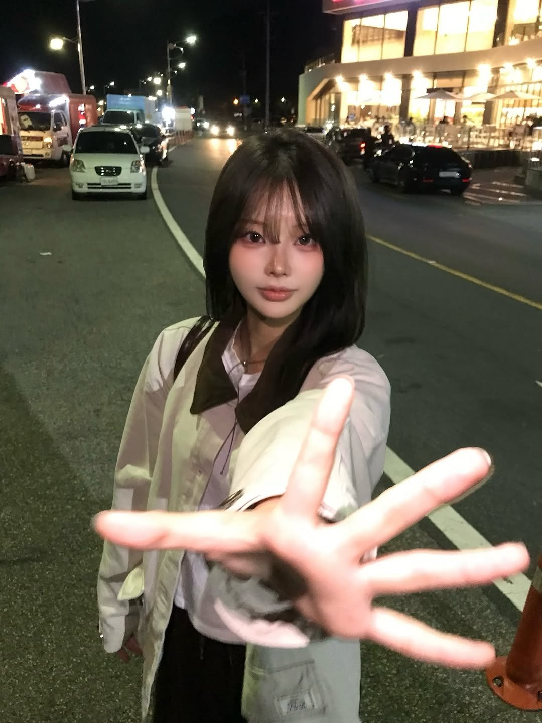 Photo shared by 연 on September 19, 2025 tagging @kirsh_official. May be an image of 1 person, hair, night and text.