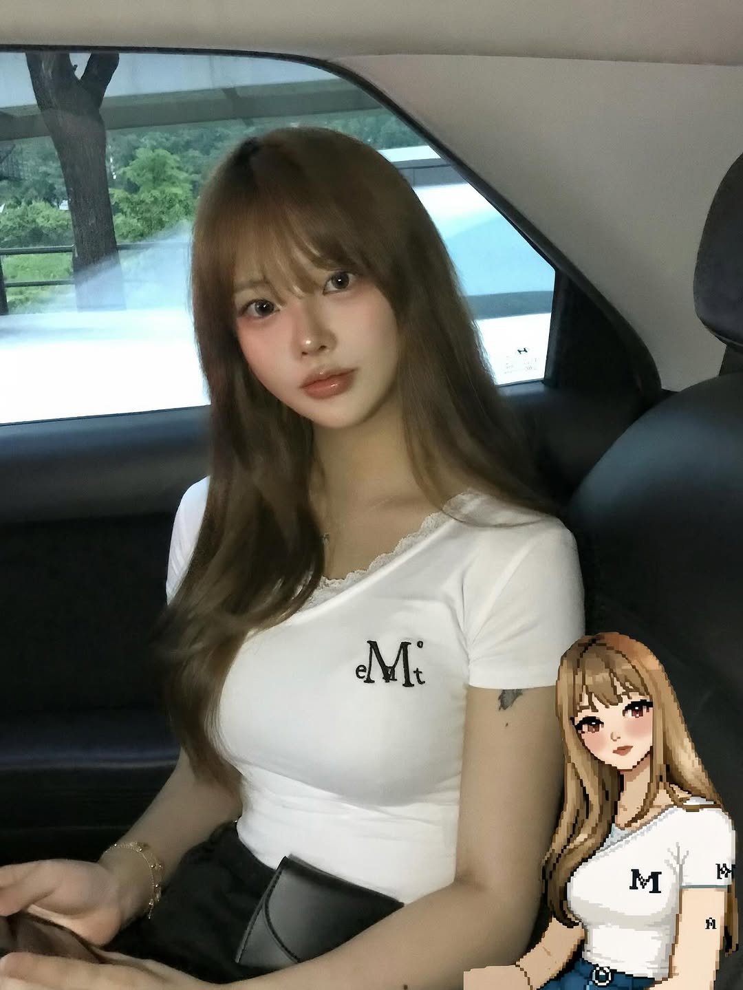 Photo shared by 연 on July 11, 2025 tagging @mu_cent. May be an illustration of 1 person, hair, top and text that says 'T Mi L F M 11 M'.
