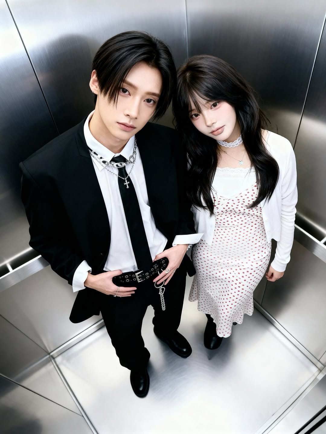 Photo shared by 연 on September 22, 2025 tagging @leeeeesangwon. May be an image of 2 people, hair, bolo tie and text.