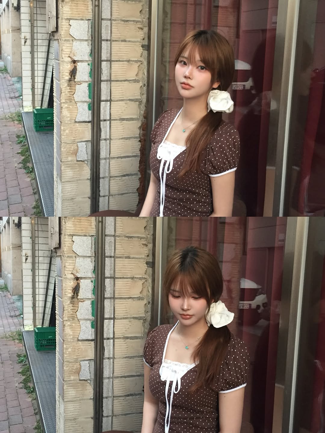Photo by 연 on July 28, 2025. May be an image of 2 people, hair, top and text.