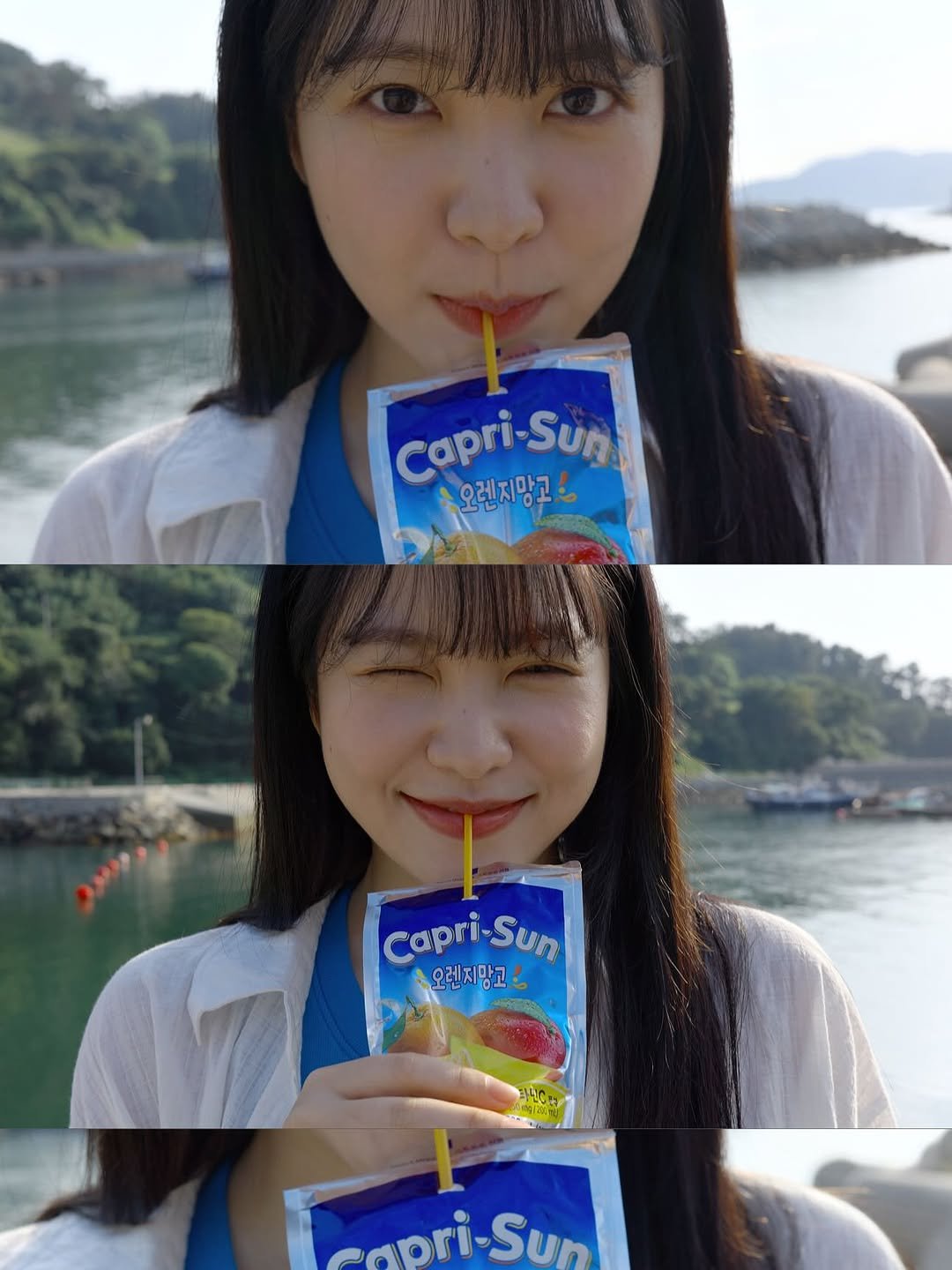 Photo by 김예림 🪽 yeri on September 20, 2025. May be an image of ‎2 people and ‎text that says '‎Capri- pri-Sun Sun 오렌지망고 - هه Capri-Sun ri-Sun Capri- 오렌지망고 화민C배 ngi2a คลุเ Capri- pri-Sun Sup‎'‎‎.